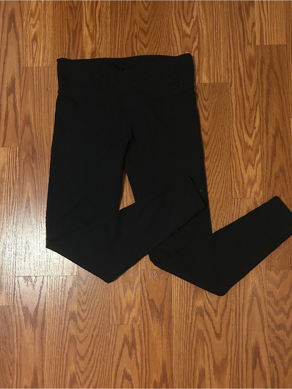 Black Floral Textured Pattern High Waist Leggings